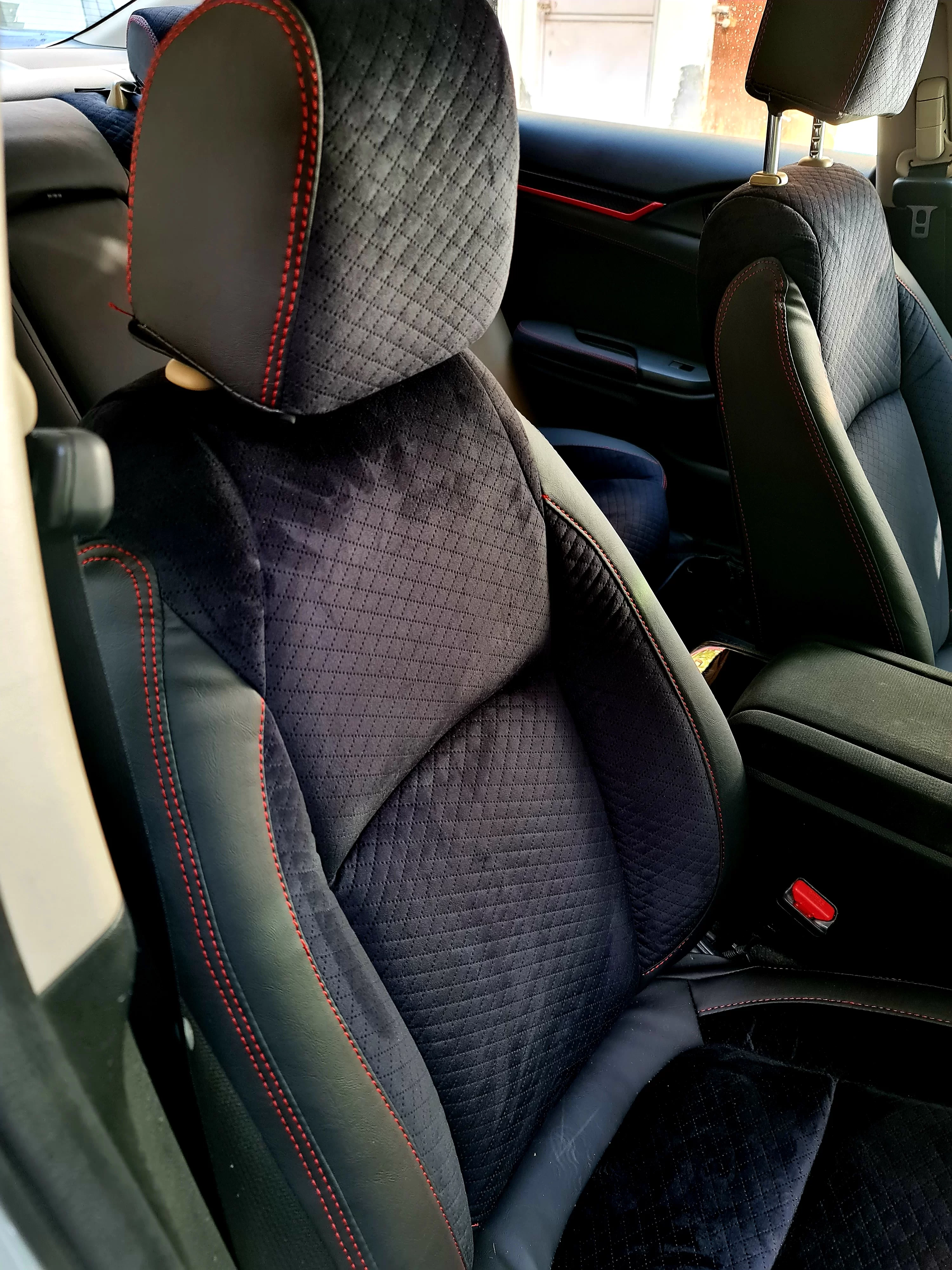 Leather red store seat covers